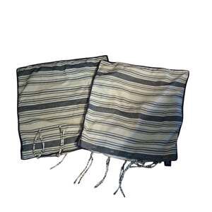 American Living 2 Euro pillow Shams striped beige navy